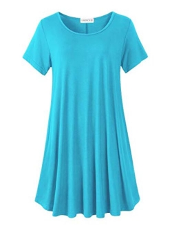 LARACE Women's Short Sleeve Swing Tunic Casual Pockets Loose T Shirt Dress