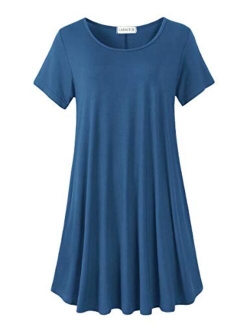 LARACE Women's Short Sleeve Swing Tunic Casual Pockets Loose T Shirt Dress