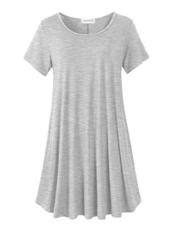 LARACE Women's Short Sleeve Swing Tunic Casual Pockets Loose T Shirt Dress