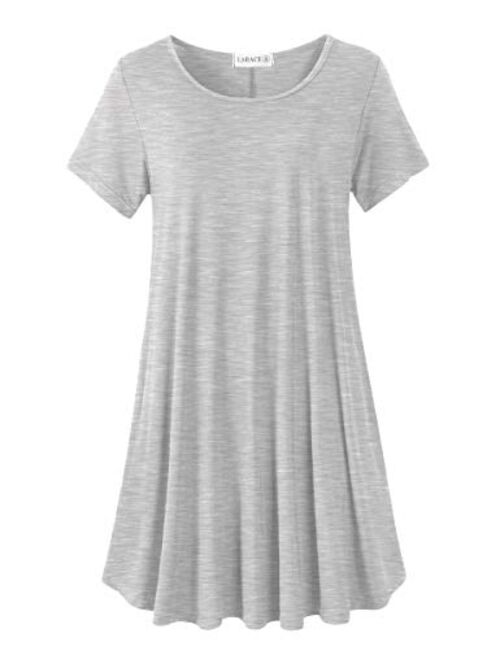 LARACE Women's Short Sleeve Swing Tunic Casual Pockets Loose T Shirt Dress