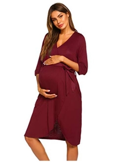 Maternity Robe 3 in 1 Labor Delivery Nursing Gown Hospital Breastfeeding Dress Bathrobes