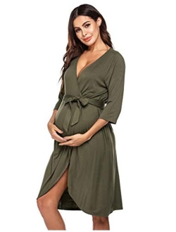 Maternity Robe 3 in 1 Labor Delivery Nursing Gown Hospital Breastfeeding Dress Bathrobes