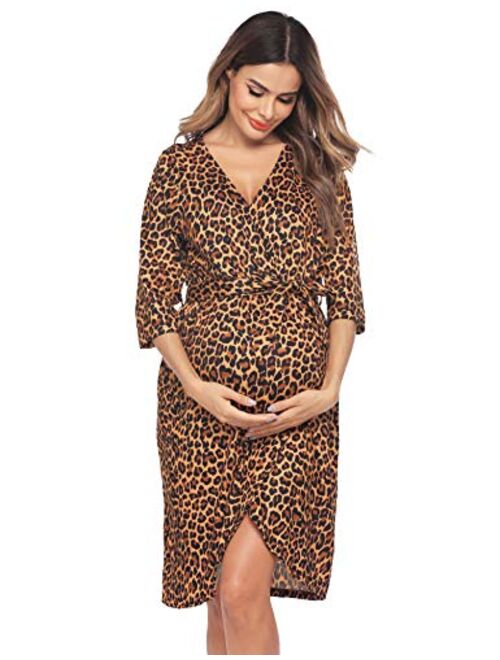 Ekouaer Maternity Robe 3 in 1 Labor Delivery Nursing Gown Hospital Breastfeeding Dress Bathrobes