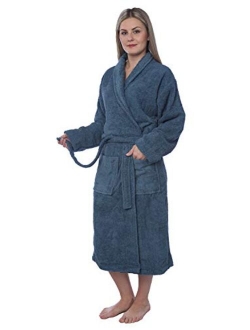 Womens 100% Cotton Shawl Collar Robe Terry Cloth Bathrobe Available in Plus Size