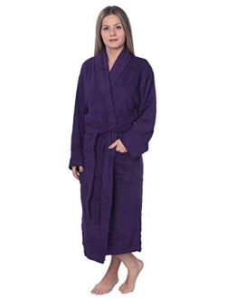 Womens 100% Cotton Shawl Collar Robe Terry Cloth Bathrobe Available in Plus Size