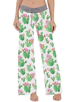 Women's Palazzo Pajama Pants Dinosaur Mermaid Fish Scale Lounge Sleep Trousers