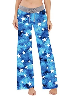 Women's Palazzo Pajama Pants Dinosaur Mermaid Fish Scale Lounge Sleep Trousers