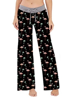 Women's Palazzo Pajama Pants Dinosaur Mermaid Fish Scale Lounge Sleep Trousers