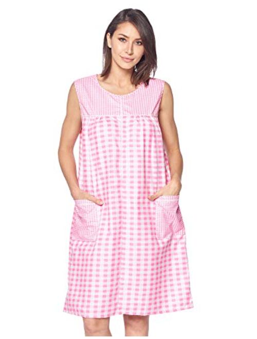 Casual Nights Women's Zip Up House Dress Sleeveless Duster Robe Housecoat Sleep Lounger