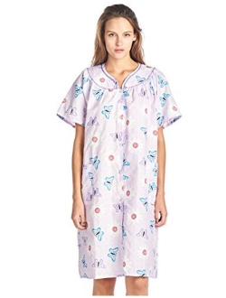 Casual Nights Women's Floral Woven Snap-Front Lounger House Dress