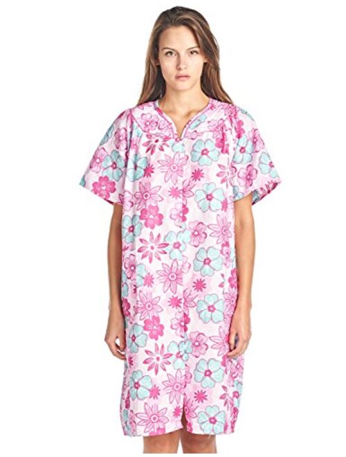 Casual Nights Women's Floral Woven Snap-Front Lounger House Dress