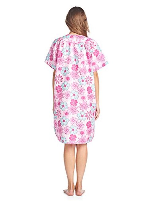 Casual Nights Women's Floral Woven Snap-Front Lounger House Dress