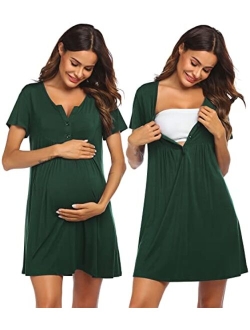 Labor and Delivery Gown, Nursing Nightgown,Maternity Nightgowns for Hospital Short BreastfeedingNightgown S-XXL