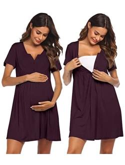 Labor and Delivery Gown, Nursing Nightgown,Maternity Nightgowns for Hospital Short BreastfeedingNightgown S-XXL