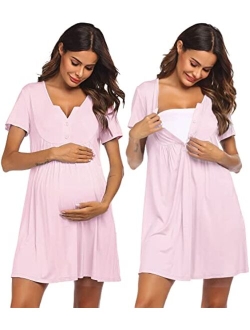 Labor and Delivery Gown, Nursing Nightgown,Maternity Nightgowns for Hospital Short BreastfeedingNightgown S-XXL