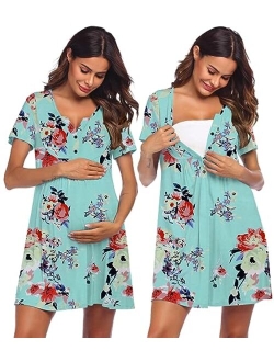 Labor and Delivery Gown, Nursing Nightgown,Maternity Nightgowns for Hospital Short BreastfeedingNightgown S-XXL