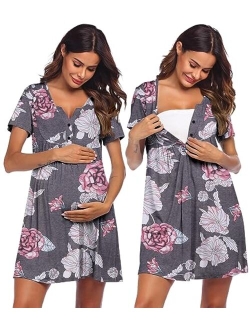 Labor and Delivery Gown, Nursing Nightgown,Maternity Nightgowns for Hospital Short BreastfeedingNightgown S-XXL