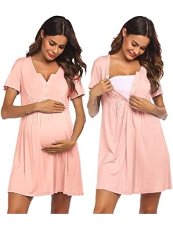 Labor and Delivery Gown, Nursing Nightgown,Maternity Nightgowns for Hospital Short BreastfeedingNightgown S-XXL