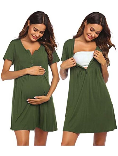 Ekouaer Labor and Delivery Gown, Nursing Nightgown,Maternity Nightgowns for Hospital Short BreastfeedingNightgown S-XXL