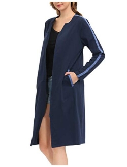 Zexxxy Women Cotton Bathrobe Sleepwear Half Sleeve Zipper Pajama S-2XL