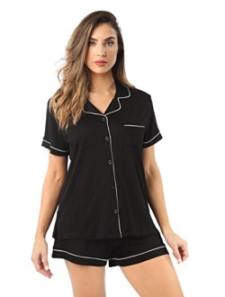 #followme Button Down Pajama Shorts Set with Notch Collar