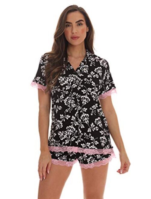 #followme Button Down Pajama Shorts Set with Notch Collar