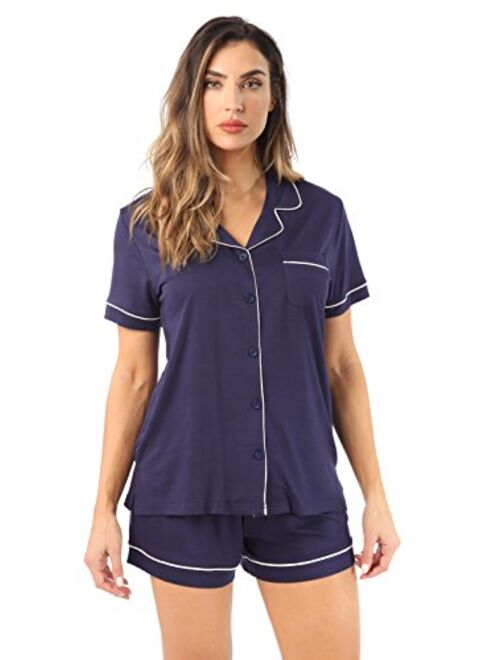 #followme Button Down Pajama Shorts Set with Notch Collar