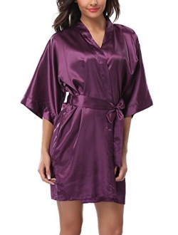 ABC-STAR Womens Short Satin Kimono Robe for Wedding Bridal Party Bridesmaid Robe