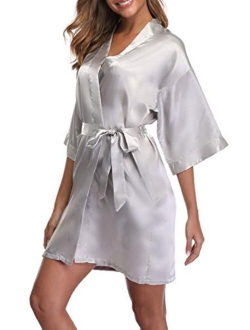 ABC-STAR Womens Short Satin Kimono Robe for Wedding Bridal Party Bridesmaid Robe