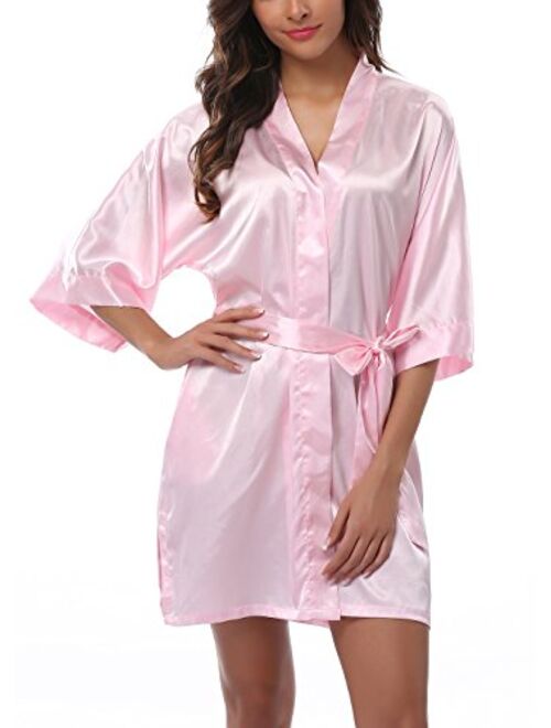 ABC-STAR Womens Short Satin Kimono Robe for Wedding Bridal Party Bridesmaid Robe