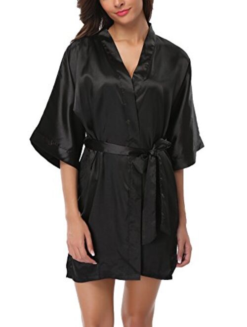 ABC-STAR Womens Short Satin Kimono Robe for Wedding Bridal Party Bridesmaid Robe