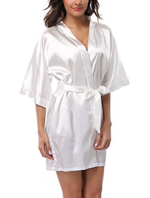 ABC-STAR Womens Short Satin Kimono Robe for Wedding Bridal Party Bridesmaid Robe