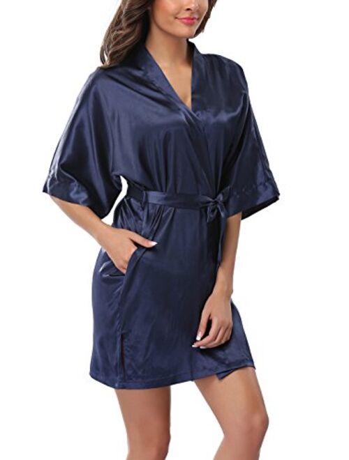 ABC-STAR Womens Short Satin Kimono Robe for Wedding Bridal Party Bridesmaid Robe