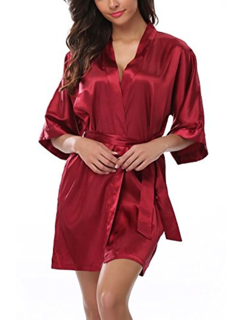 ABC-STAR Womens Short Satin Kimono Robe for Wedding Bridal Party Bridesmaid Robe