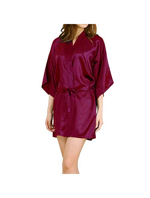 Sidiou Group Women Dressing Nightgown Kimono Robe Lace Nightwear Sexy Sleepwear