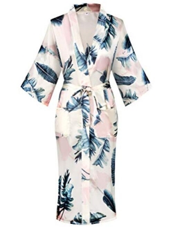 Valennia Floral Pattern Kimono Robe Long Bathrobe For Women