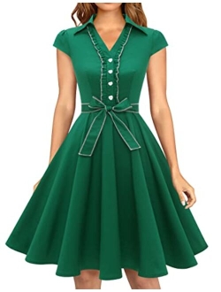 Wedtrend Women's 1950s Retro Rockabilly Dress Cap Sleeve Vintage Swing Dress