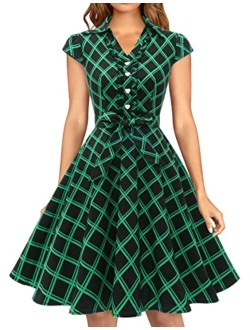 Wedtrend Women's 1950s Retro Rockabilly Dress Cap Sleeve Vintage Swing Dress