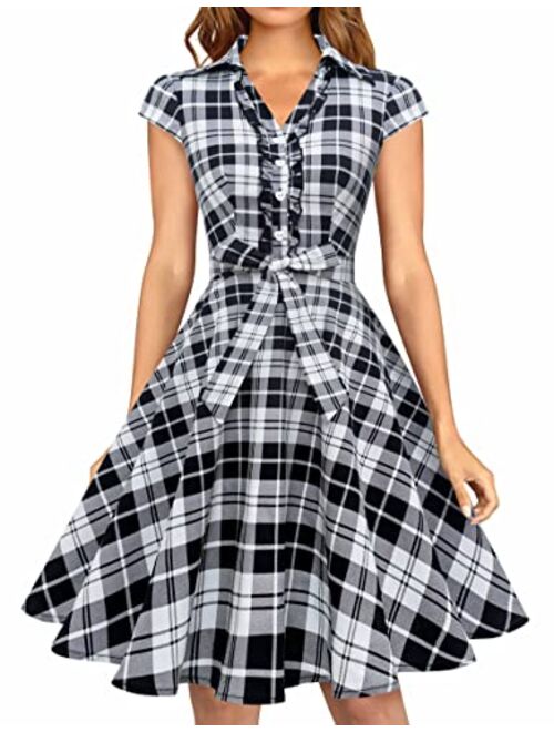 Wedtrend Women's 1950s Retro Rockabilly Dress Cap Sleeve Vintage Swing Dress