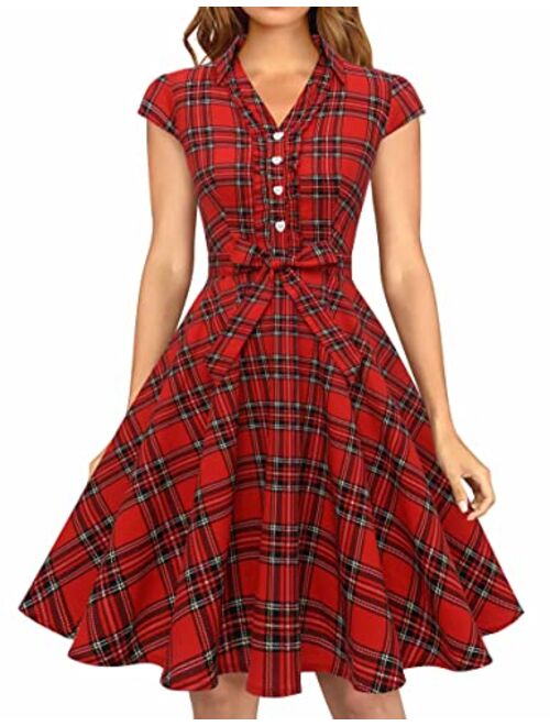 Wedtrend Women's 1950s Retro Rockabilly Dress Cap Sleeve Vintage Swing Dress