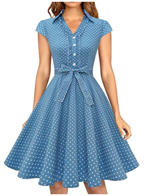 Wedtrend Women's 1950s Retro Rockabilly Dress Cap Sleeve Vintage Swing Dress