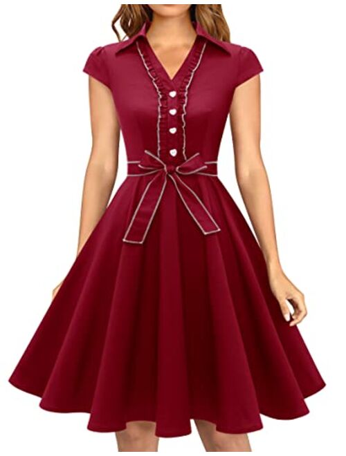 Wedtrend Women's 1950s Retro Rockabilly Dress Cap Sleeve Vintage Swing Dress