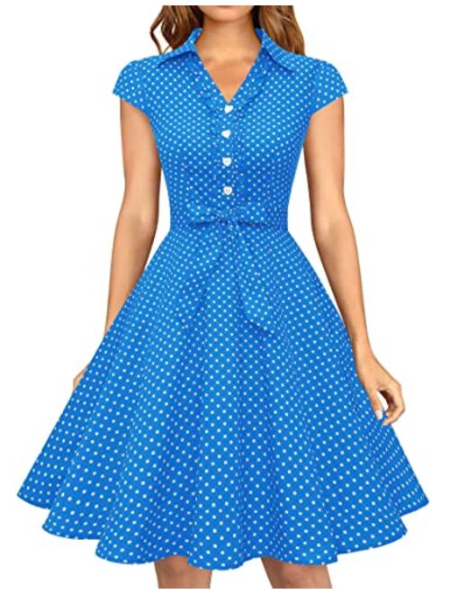 Wedtrend Women's 1950s Retro Rockabilly Dress Cap Sleeve Vintage Swing Dress