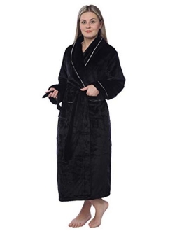 Women's Plus Size Plush Soft Warm Fleece Long Bathrobe Robe