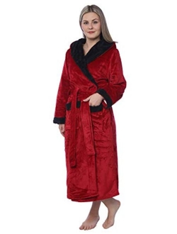 Women's Plus Size Plush Soft Warm Fleece Long Bathrobe Robe