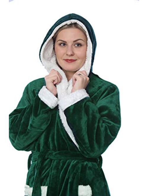 Women's Plus Size Plush Soft Warm Fleece Long Bathrobe Robe