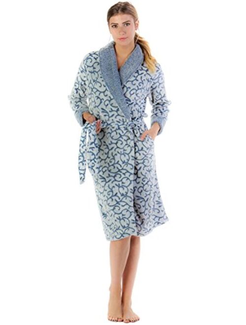 Casual Nights Women's Long Fleece Plush Robe Soft Feeling Bathrobe