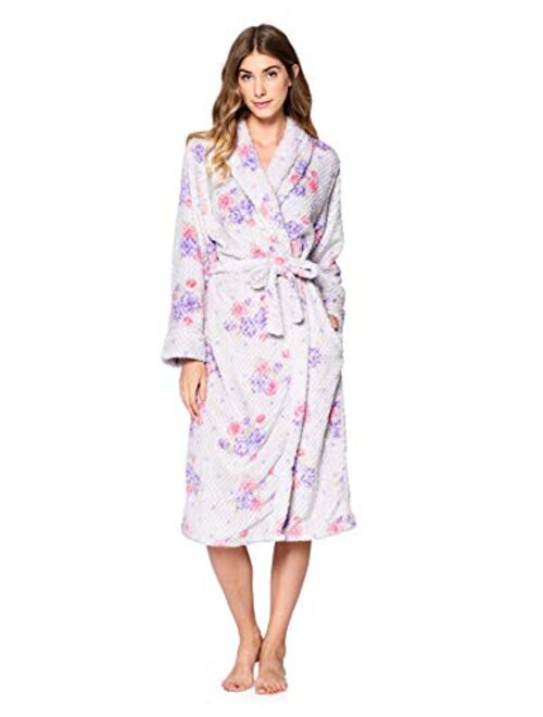 Casual Nights Women's Long Fleece Plush Robe Soft Feeling Bathrobe