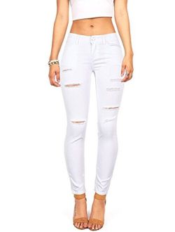 Wax Women's Juniors Mid-Rise Skinny Jegging Jeans w Distressing