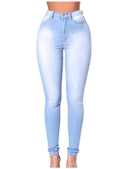 Sexyshine Women's High Waisted Skinny Destroyed Ripped Hole Denim Pants Long Stretch Pencil Jeans